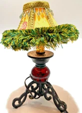 Portable Luminaire Red Lamp W/ Shade+Bulb 10.5" Tall