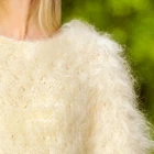 Ivory fuzzy mohair sweater dress SuperTanya handmade kntiwear, Size L-XL, SALE!