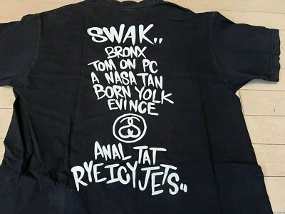 2006 Vintage Stussy x KAWS Graffiti World Tour Black White T-shirt
