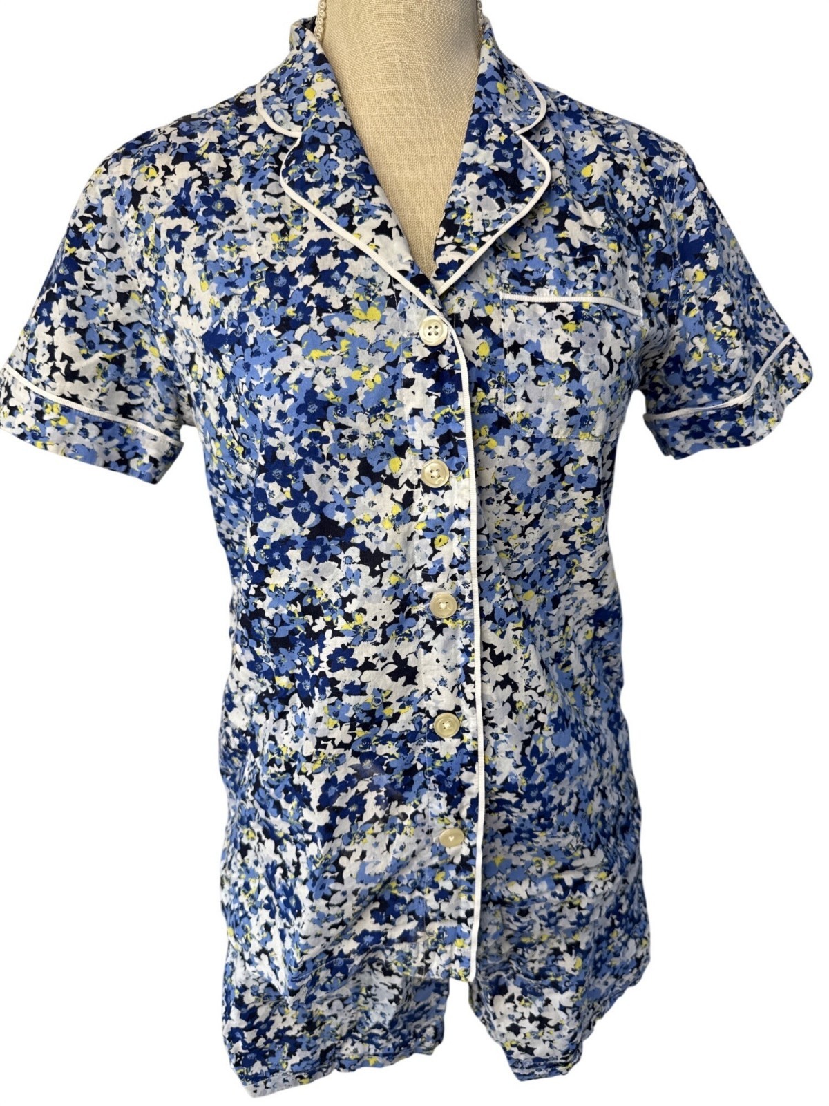 Brooks Brothers Womens XS Floral Blue & White Pajama Set
