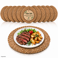 12X Platzset Tischset Platzdeckchen Untersetzer Wasserhyazinthe Seegras Ø32Cm