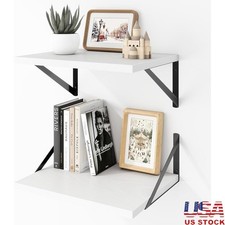 Sturdy Wall Mounted Floating Shelves Durable Iron Brackets Storage Display New