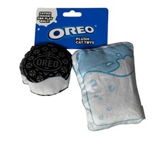 Oreo Plush Cat Toys Set Catnip Inside 2-Pack Cookie & Milk Cat Toy | Pet Play