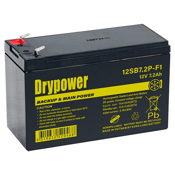 Drypower 12SB7.2P-F1 Drypower 12V 7.2Ah Sealed Lead Acid Bat