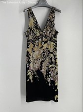 Elie Tahari Womens Black Sleeveless Floral Knee Length Sheath Dress Size Large