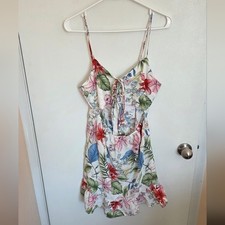 Forever 21 Cut Out Tie Front Tropical Print Summer Dress Medium prom party NWT