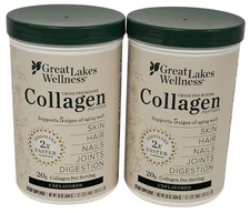 x2-16oz Great Lakes Grass Fed Bovine Hydrolyzed Unflavored Collagen Powder 11/29