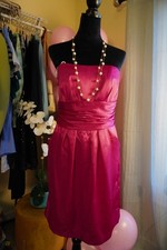 David’s Bridal Strapless Satin Dress – Hot Pink, Size 10