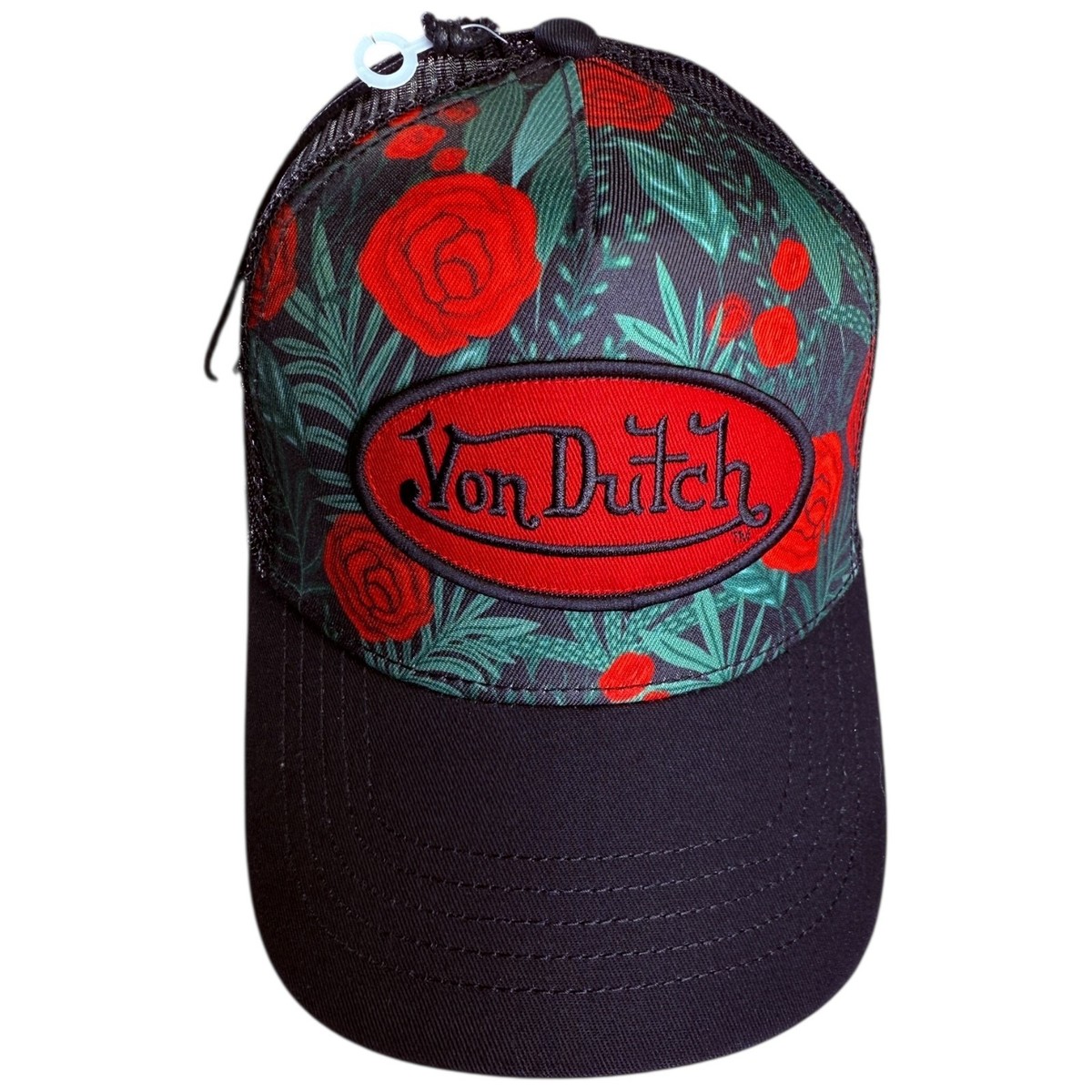 Von Dutch Hat (RED ROSES) Patch Trucker Cap Snapback Black  display picture 2