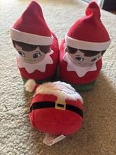 Elf on the Shelf Slippers - Size Youth 9/10 With Plush Santa