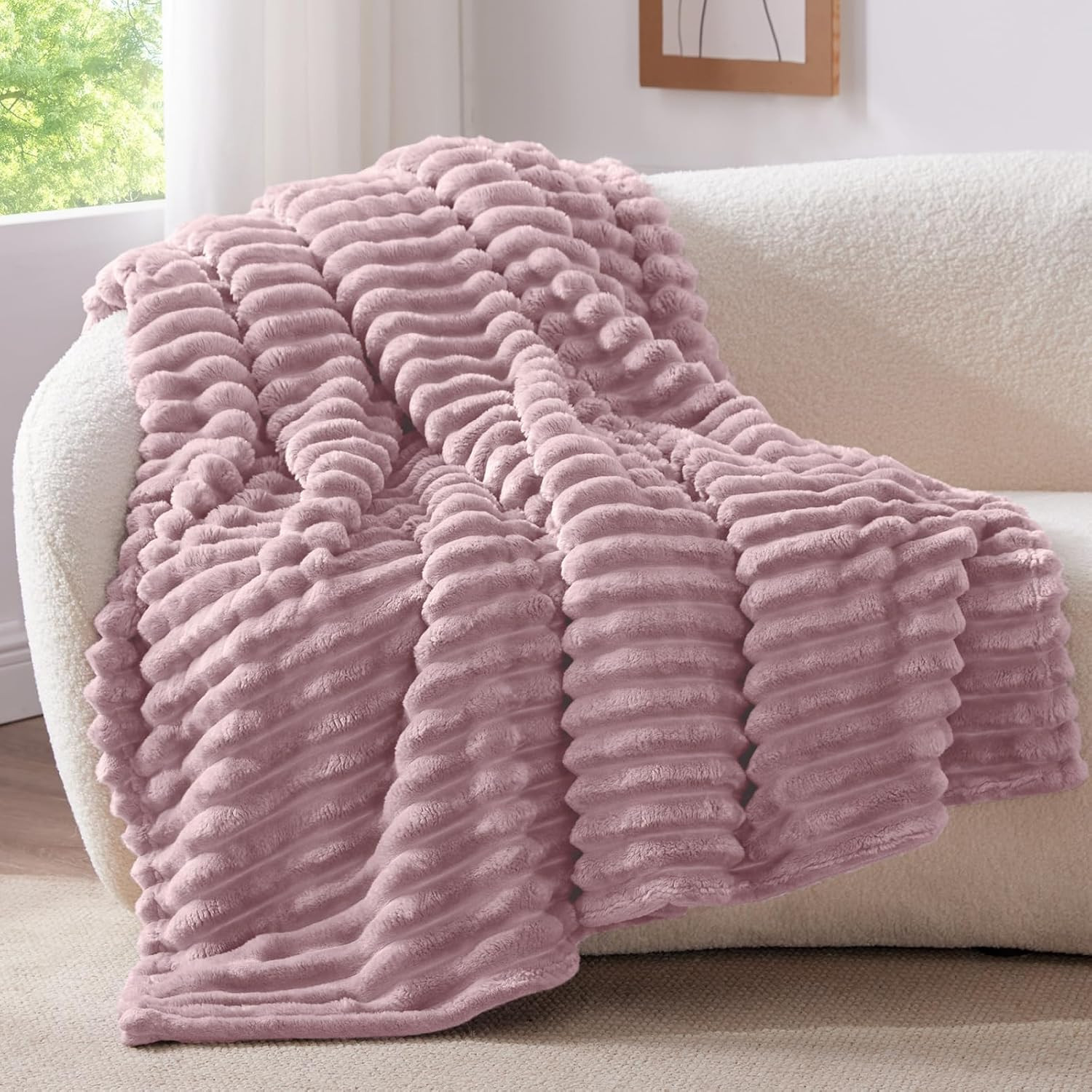 Plaid polaire violet baie contre le froid - Couverture canapé douce 125x150