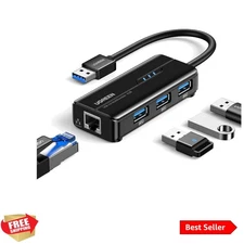 USB 3.0 Hub Ethernet Adapter for Laptop & Desktops - Plug and Play Convenience