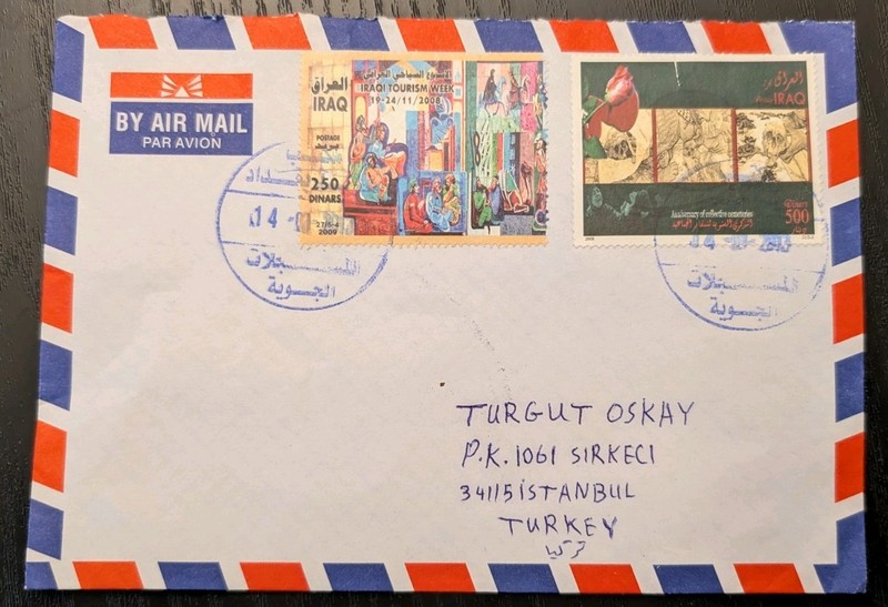 ++ IRAQ 2013 AIRMAIL COVER to Turkey Envelope Tourism Stamp Collection Lot