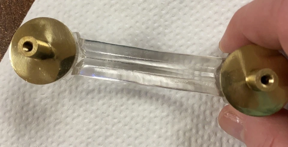 "Herrajes de restauración en forma de estrella tiradores de vidrio transparente y latón 3"" ¡Nuevo! Juego de 8 Foto 3 de 4