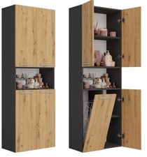 Armoire de salle de bain BDW, panier à linge, meubles de salle de bain 4...