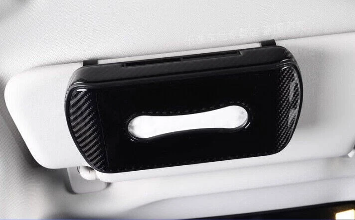 For Audi Q5 Q3 A3 Carbon Fiber Real Sun Visor Tissue Box Case Napkin Clip Holder Foto 4 de 4