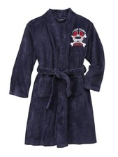 Joe Boxer Boys Navy Blue Plush Football Fleece Bath Robe House Coat XS 4/5