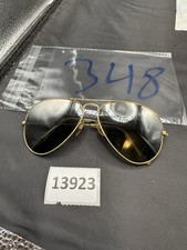 Vtg Bausch And Lomb Gold Tone Aviators Glass Green Mirror 58-14.