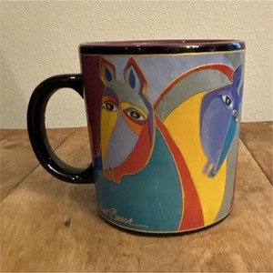 vintage Laurel Burch horse-themed coffee mug 