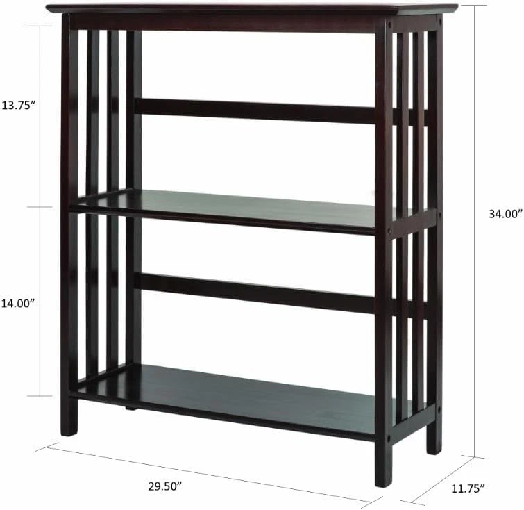 Casual Home Mission Style 5-Shelf Bookcase, Espresso - Image 4 of 4