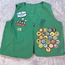 Vintage Girl Scout Uniform Vest with Many Patches Junior Aide Mississippi Valley