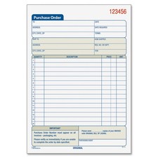 Adams Purchase Order Book, 3-Part Carbonless, White/Canary/Pink, 5-9/16 x 8-7...