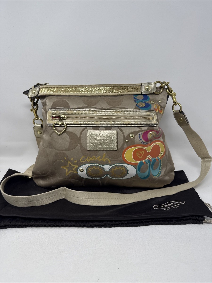 COACH Y2K Poppy Khaki Daisy Pop C Applique HOBO Shoulder