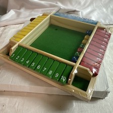 4 Players Shut the Box Dice Game Wooden Board Math Number Game Family Travel NEW