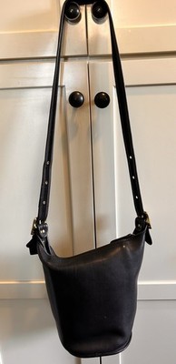 VINTAGE Coach HELEN Black Leather Bucket Duffle Shoulder Crossbody