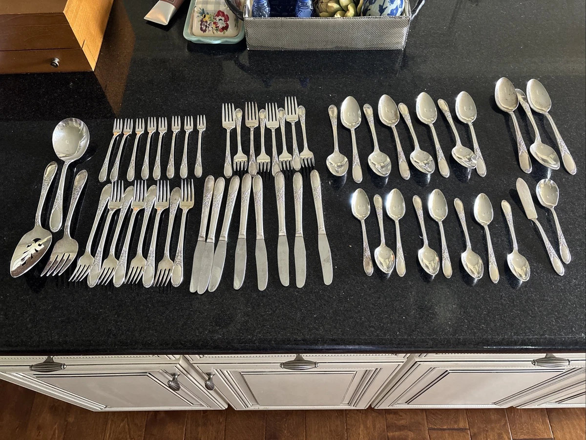 WM Rogers Silverplate Antique US Silver-Plated Flatware for sale