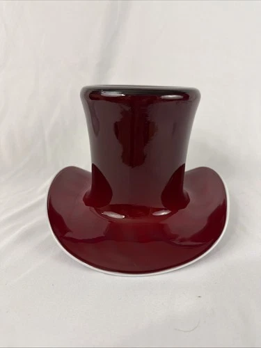 Vtg Fenton Glass Top Hat Vase, Mandarin Red, 6”, Marked “S” Cased Glass