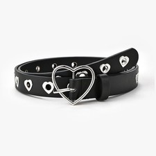 Womens Adjustable PU Leather Belt Heart Shaped Buckle for For jeans 106cm 2.3cm