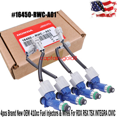 4 NEW OEM 410cc FUEL INJECTORS 16450-RWC-A01 FOR RDX RSX TSX INTEGRA CIVIC