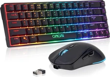 60% Wireless Gaming Keyboard and Mouse Combo, RGB Backlit Rechargeable LED Light