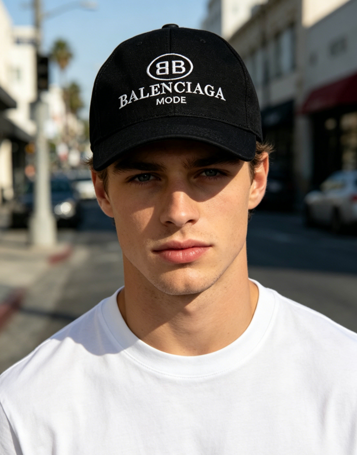 Adjustable Balenciaga BB Mode Embroidered Black Unisex Street Cap