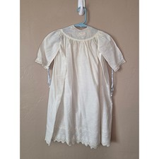 Vintage Off-White Cotton Christening Gown Baptism Dress