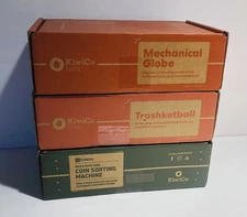 Lot Of 3 Kiwi Co DYI Science Toys Kits Mechanical Globe Coin Sorting Trasketball