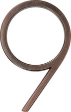 Floating House Number 9 Bronze 5" Zinc Die-Cast Address for Door Mailbox Wall