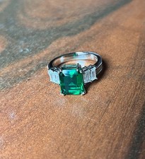 3.50Ct Emerald Natural Green Emerald Diamond Wedding Ring for her 14K White Gold