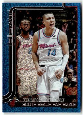Topps NBA Flagship 2025 No. 284 Tyler Herro Heat Catch Fire Blue Glitter Holo