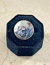 Vintage Sterling 925 Abalone Shell Round Ring size 8 1/2