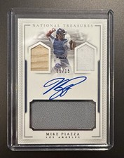 2016 Panini National Treasures Mike Piazza game worn jersey bat auto #05/15