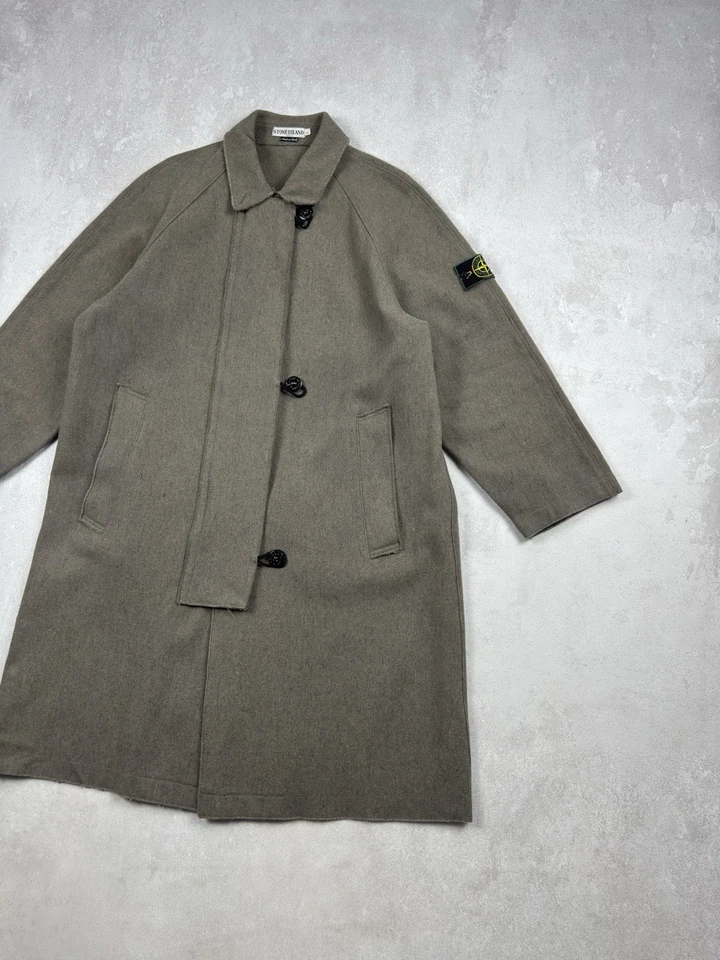 RARE! Vintage Stone Island 1995 AW Archive Long Coats Wool Made Italy Jacket 90s - Image 4 of 4