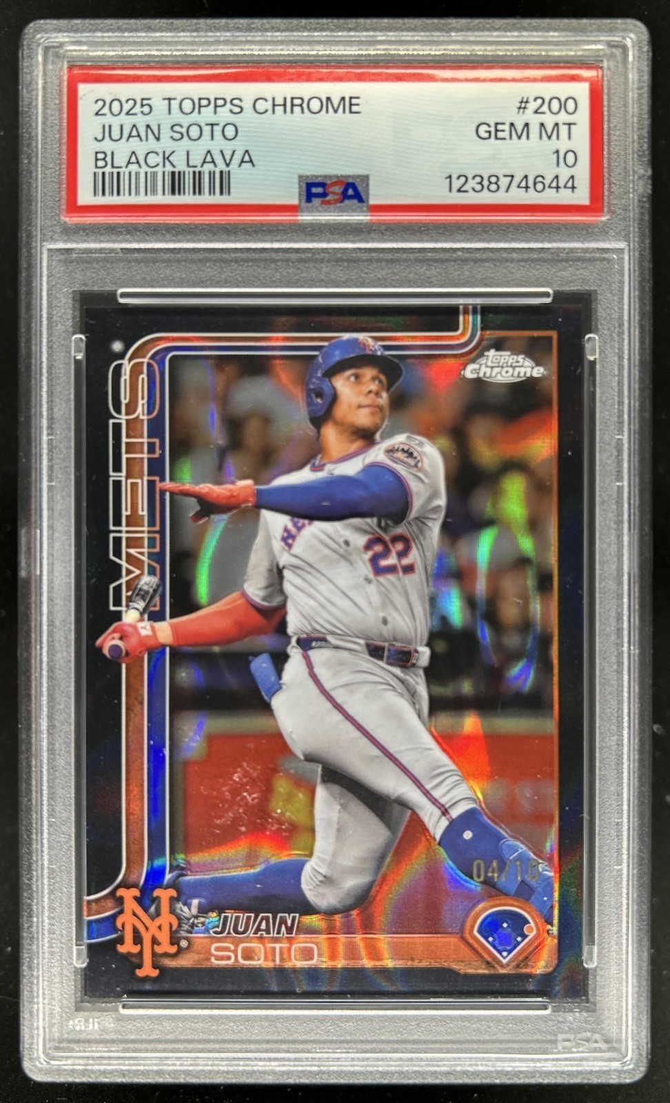 2025 Topps Chrome Juan Soto Black Lava Refractor #/10 Mets PSA 10 GEM MINT