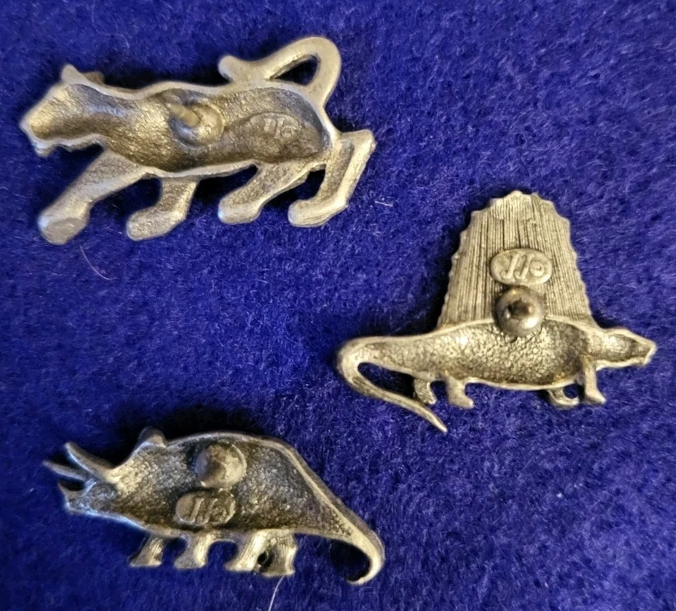 Lote de prendedores de peltre vintage J.J. Jonette tigre cebra triceratop pterosaurio Dimetrodon Foto 4 de 4