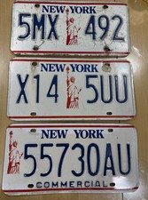 Vintage New York State 1986-2000 Statue of Liberty License Plates Set of 3