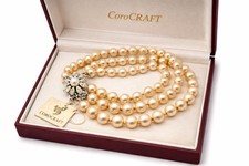 Vintage Corocraft Faux Pearl Triple Strand Bracelet w/ Jewelled Clasp -New w/Tag