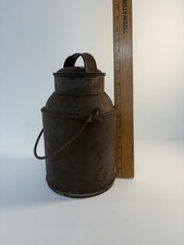 Antique / Vintage Tin Metal Milk Can With Lid & Handle Primitive Dairy