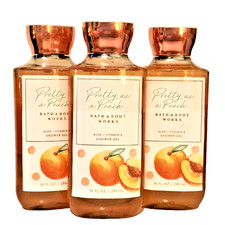 PRETTY AS A PEACH SHOWER GEL BODY WASH 10 OZ SET OF 3 BATH BODY WORKS SEALED