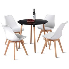 Essgruppe Esszimmertisch Set 80cm MDF Schwarz 4 moderne Sitzmöbel